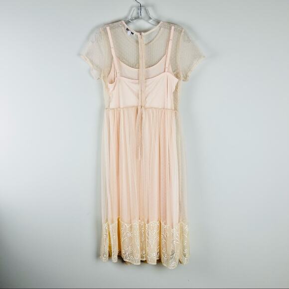 Spirit of Grace pink cream ballet tulle lace soft girl romantic midi dress small - Picture 6 of 9